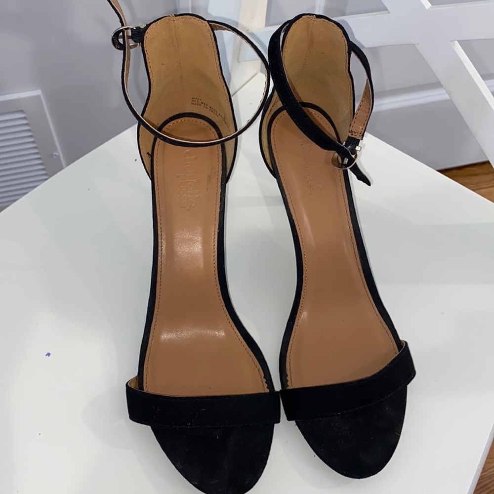 Black high heels with ankle strap worn once